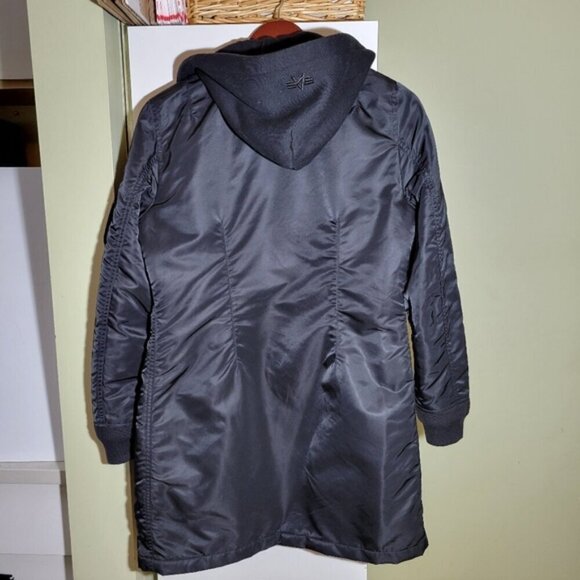 Alpha Industries MA-1 natus long bomber flight hooded jacket black XS - Picture 5 of 12